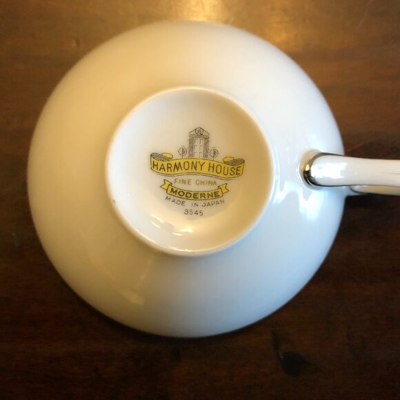 Harmony House China (Moderne # 3545) Coffee cups with saucers/sugar bowl/creamer - Picture 5 of 11